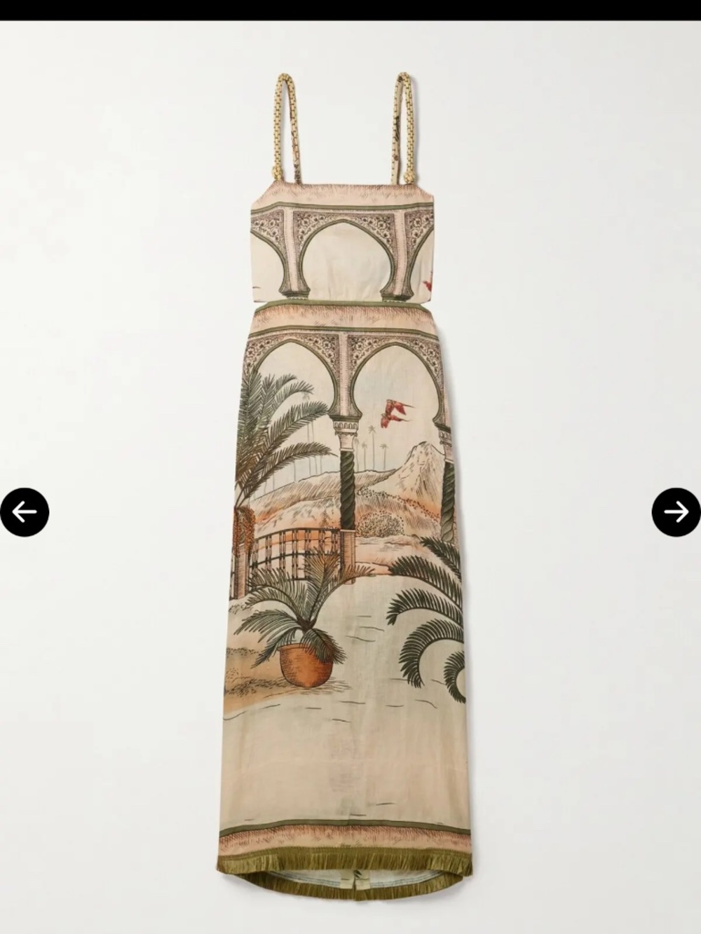 Johanna Ortiz Cartagening Linen Midi Dress Scenic Print Size 6 NWT Resort - Picture 6 of 10